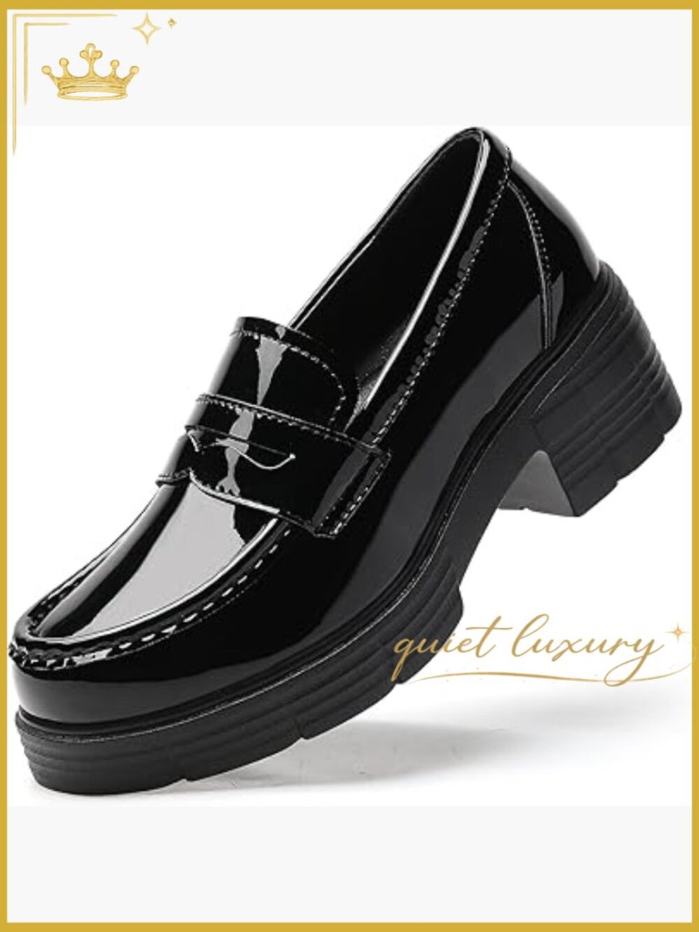 Platform Loafers Slip-On Penny Loafers Chunky Sole Casual